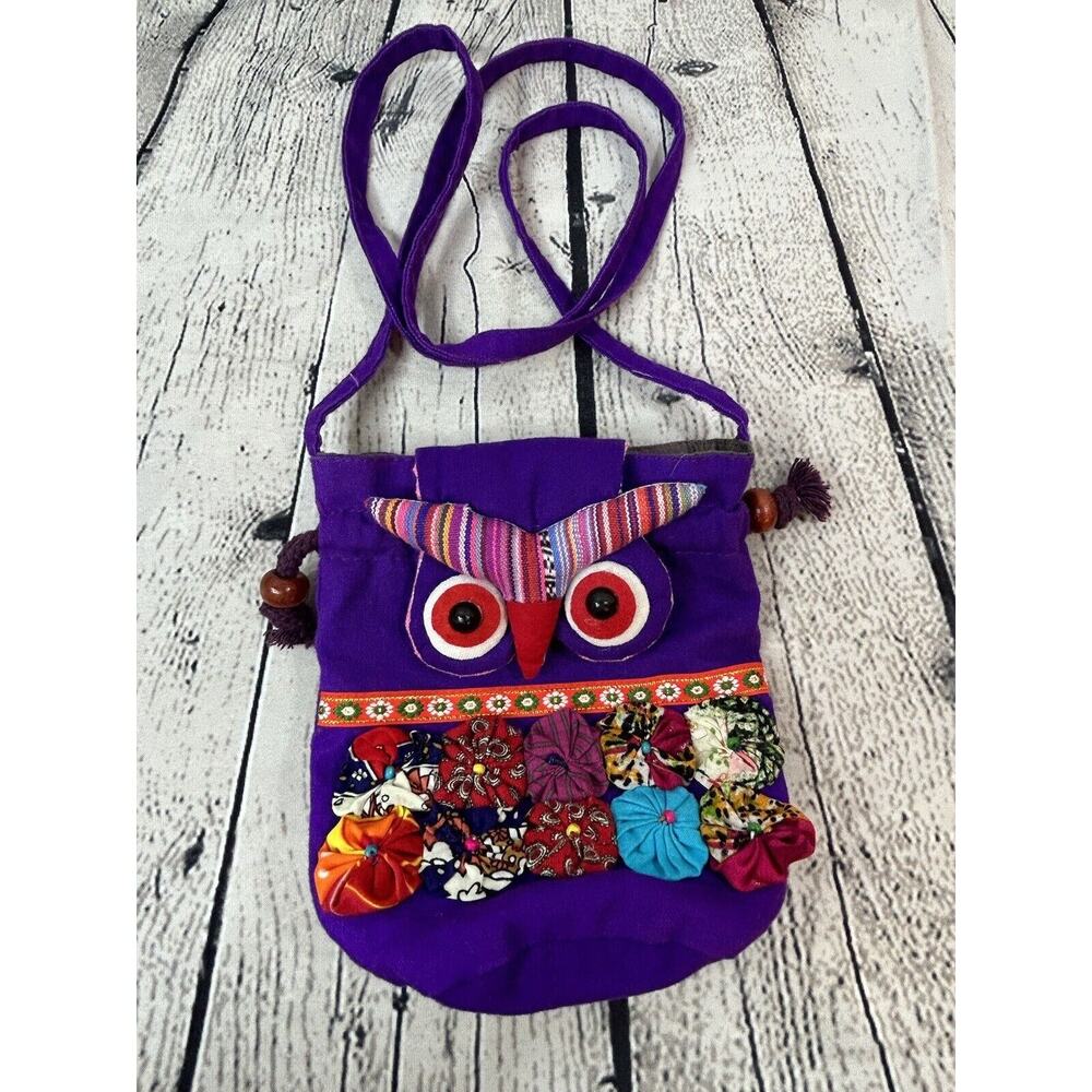 Quilt Boho Patchwork Owl Bag Hippy Purse Cute Funky Any Age Crossbody EUC